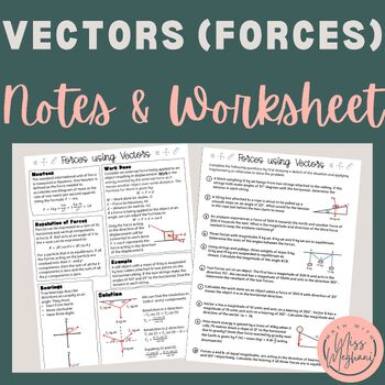 Preview of Vectors (Forces) - Notes and Worksheet (with worked solutions)