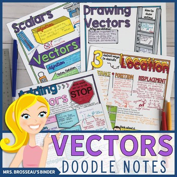 Preview of Vectors & Scalars; Drawing & Adding Vectors Doodle Notes for Physics, Kinematics