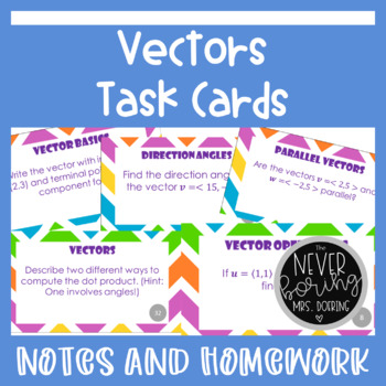 Preview of Vectors Task Cards (Basics, Operations, Angles) Activity