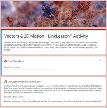 Preview of Vectors & Two-Dimensional Motion LinkLesson® - Online Distance Blended Activity