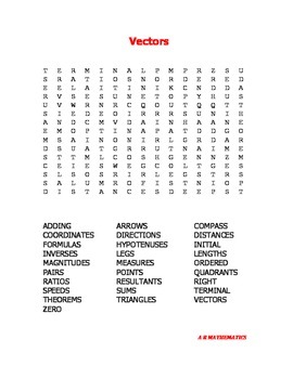 Preview of Vectors Word Search