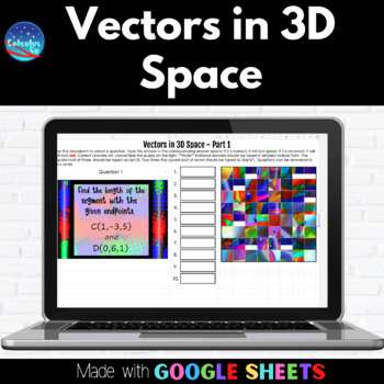 Preview of Vectors in 3D Space Digital Picture Unscramble using Google Sheets