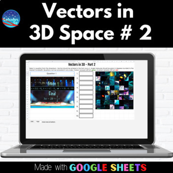 Preview of Vectors in 3D Space #2 Digital Picture Unscramble using Google Sheets