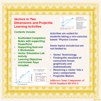 Preview of Vectors in Two Dimensions and Projectile Learning Activities