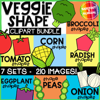 Preview of Vegetable 2D Shape Clipart GROWING BUNDLE **LIGHTNING DEAL** - 7 Sets Included!