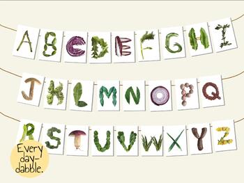 Preview of Vegetable Alphabet - Labelled and Unlabeled ABC with real pictures of foods