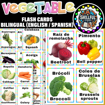 Preview of Vegetable Bilingual (English / Spanish) Flash Cards