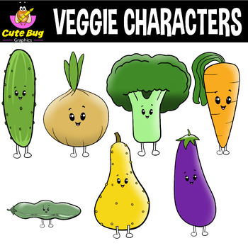 Preview of Vegetable Characters Clip Art Freebie!