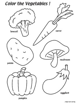 Vegetable Coloring Worksheet by Maple Leaf Learning | TpT