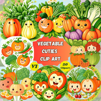 Vegetable Cuties Clip Art V1 by WAFA CREATIONS | TPT
