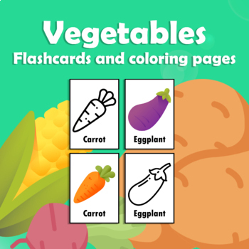 Preview of Vegetable Flashcards /+ coloring pages