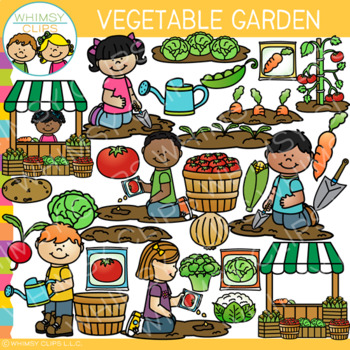 Preview of Spring and Summer Vegetable Garden Kids Clip Art