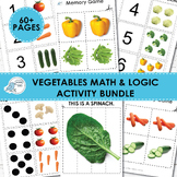 Vegetable Math & Logic Skills Bundle | Counting, Matching, Memory, Riddles | Pre