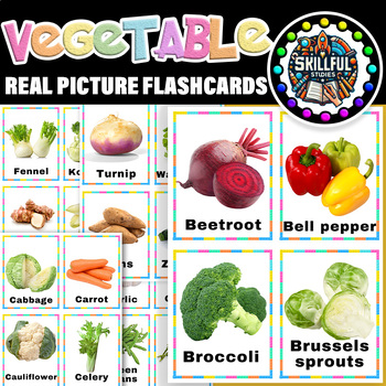 Preview of Vegetable Photo Picture Flashcards | Vegetable Flashcards with Real Images