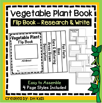 Preview of Vegetable Plant Report, Flip Book Research Project, Garden Writing Activity