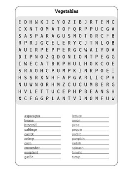 vegetable printable word search esl tesol by kru mark tpt