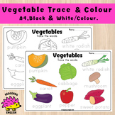 Vegetable Trace and Colour Worksheet