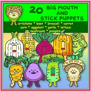 Preview of Vegetables Big Mouth and Stick Puppets