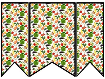 Preview of Vegetables Bulletin Board Decor Kit, Vegetables Letters, Vegetables Borders,