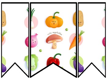 Preview of Vegetables Bulletin Board Decor Kit, Vegetables Letters, Vegetables Borders,