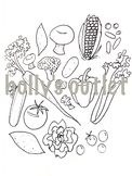 Vegetables Clipart // Coloring Page, Doodles, Food Groups,