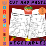 Vegetables, Cut and Match Worksheets | Numbers 1-5