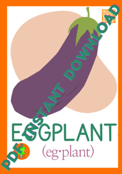 Preview of Vegetables / ESL FLASHCARDS / Level I / Lesson 9 - (with guided pronunciation)