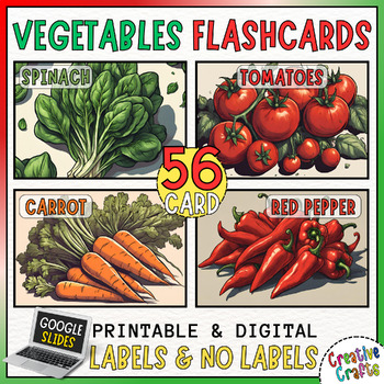 Preview of Labeled & Unlabeled Vegetables Flashcards, Printable & Digital Resources