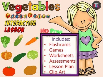 Preview of Vegetables - Lesson - ESL Power Point Interactive Games, worksheets & More.