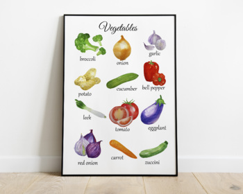 Preview of Vegetables Montessori Printable Educational Poster, Homeschool Decor, Kids Room