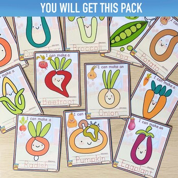 Vegetables Play Doh Mats - Fine Motor Playdough Mats - Play Dough Cards