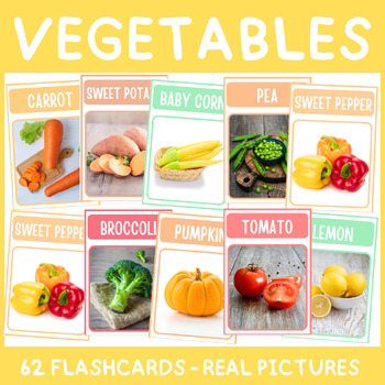 Vegetables Real Flash Cards [Printable Flashcards] by Thammarrat Tritara