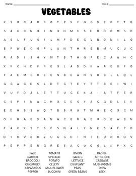 Vegetables Word Search by Miss Beer | TPT