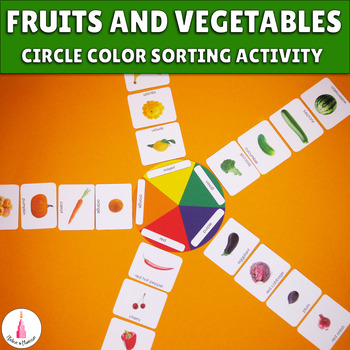 Preview of Vegetables and Fruits Color Sorting Montessori Activity