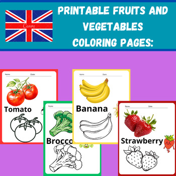 Preview of Printable Fruits and Vegetables Coloring Pages