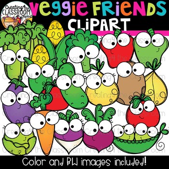 Preview of Veggie Friends Clipart {Happy Food Clipart}