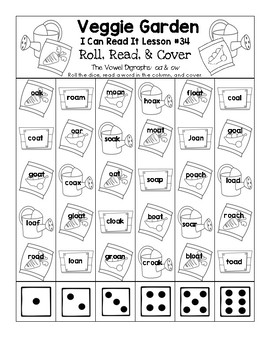 Veggie Garden - I Can Read It! Roll, Read, and Cover (Lesson 34)