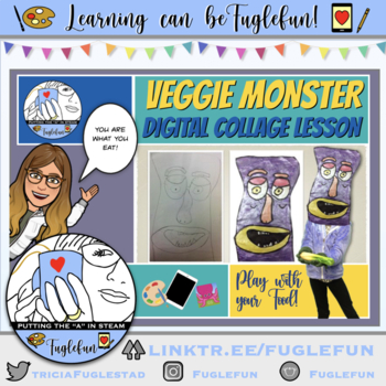 Preview of Veggie Monster Digital Collage Lesson