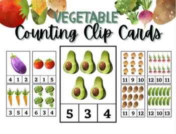 Preview of Vegetable Clip It Counting Cards | Math Activity for Preschool and Pre-K