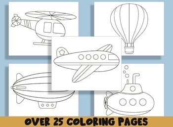 Preview of Vehicle Coloring Pages for Kids, 25 Printable Vehicle Coloring Pages for Toddler