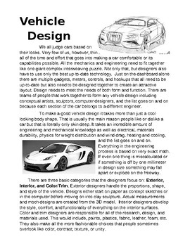 Preview of Vehicle Design Art Lesson Papers