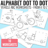 Vehicle Dot to Dot Alphabet Worksheets