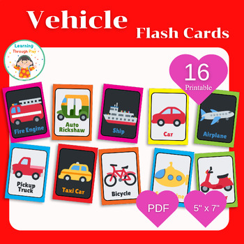 Preview of Vehicle Flashcards, Trucks And Transportation,Cars Alphabet Cards,