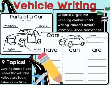 Preview of Vehicle Writing Bundle- Informative Have Can Are with Anchor Charts