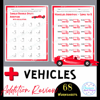 Preview of Vehicles Addition Review Worksheets