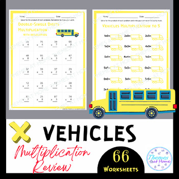 Preview of Vehicles Multiplication Review Worksheets
