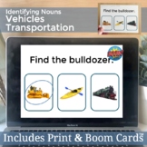 Vehicles & Transportation Identifying Nouns Vocabulary Boom Cards