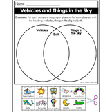 Vehicles and Things in the Sky Venn Diagram Worksheet