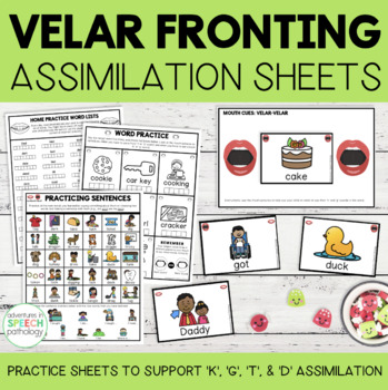Preview of Velar Fronting Assimilation Sheets for Speech Therapy