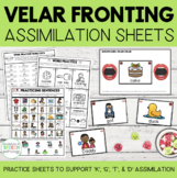 Velar Fronting Assimilation Sheets for Speech Therapy